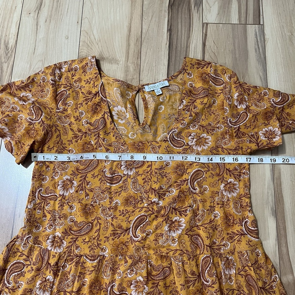 Patrons of Peace Anthropologie Tiered Orange Paisley Peasant Boho Sz S Festival - Picture 5 of 7